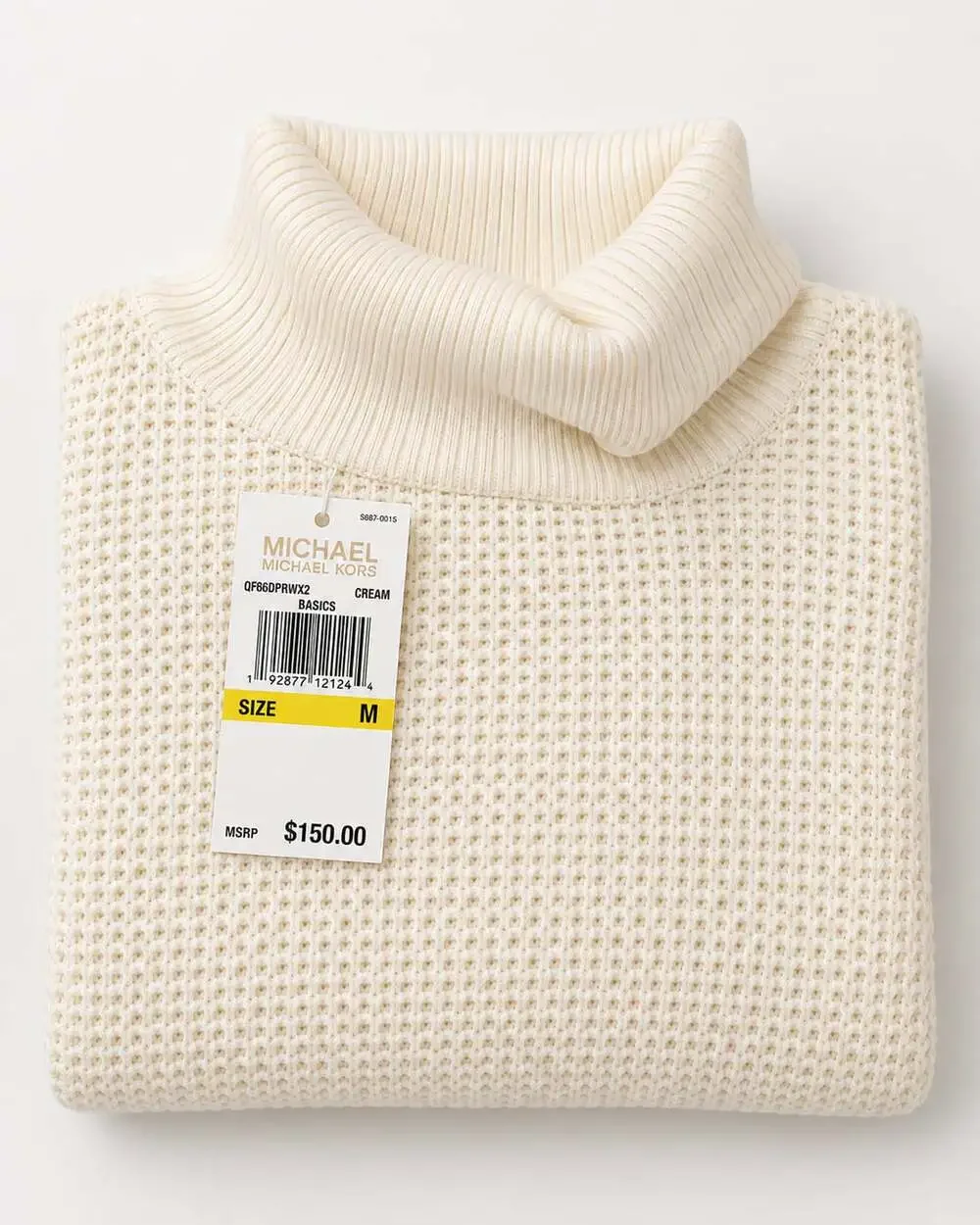 Michael Kors Cream Waffle Knit Turtleneck Tunic Sweater Size M NWT MSRP 150